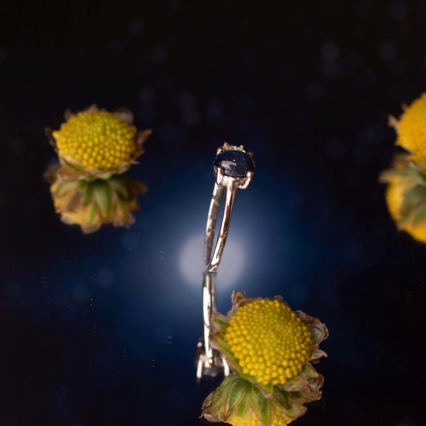 Blue Star Luxury Ring with Flowers