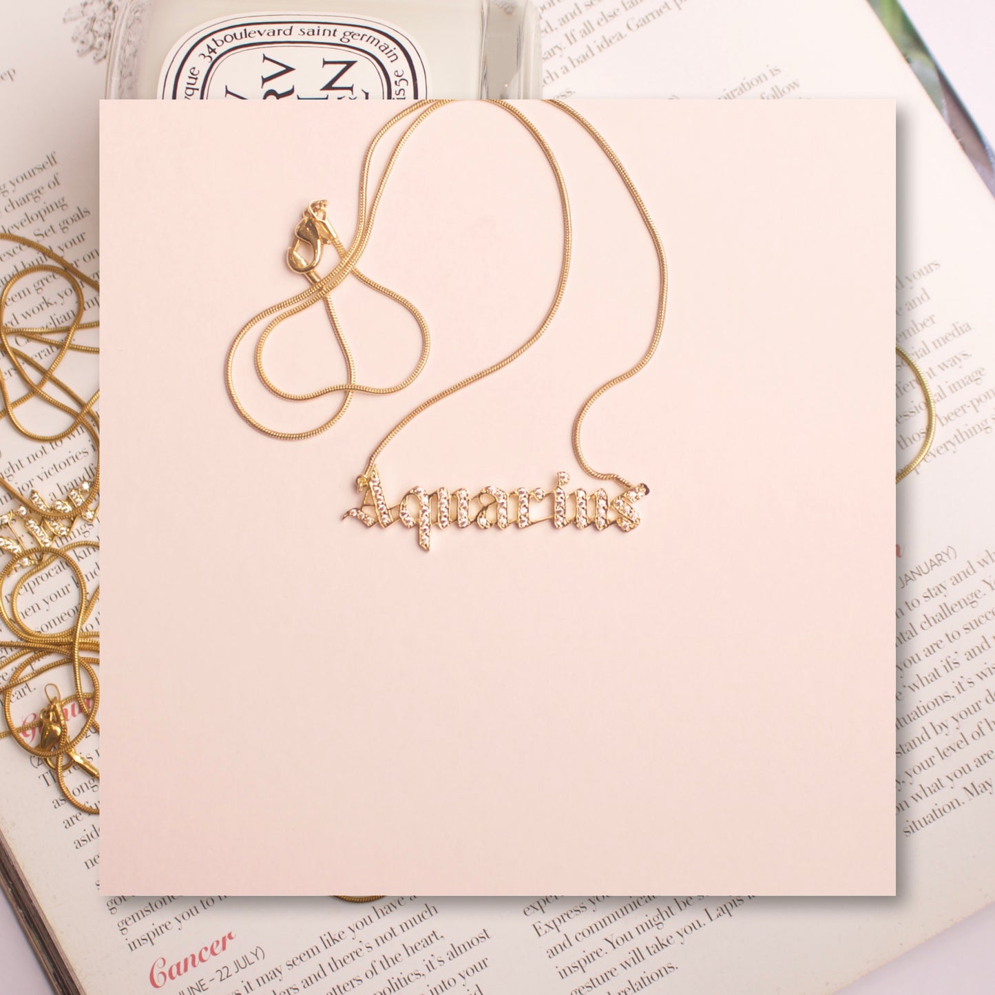 Aquarius Zodiac Signs Sterling Silver Necklace