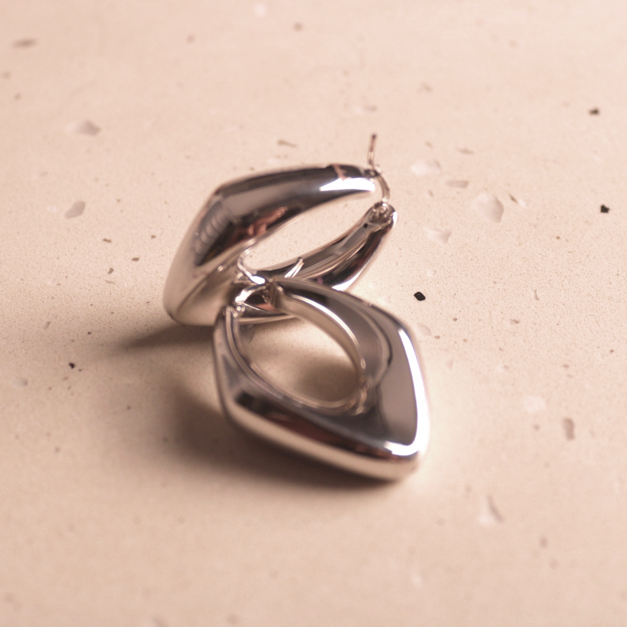 Miranda Hoop Hollow White Gold Earrings