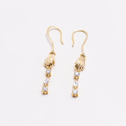 Hands Gold Diamond Earrings