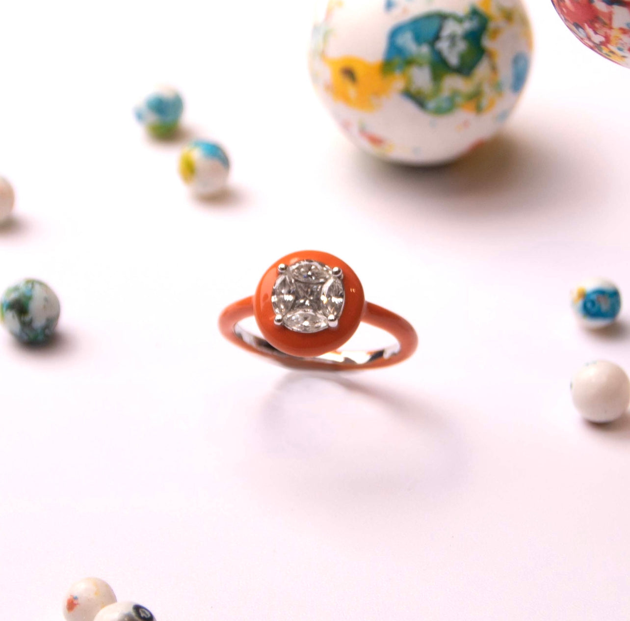 Naranja White Gold Orange Diamond Ring