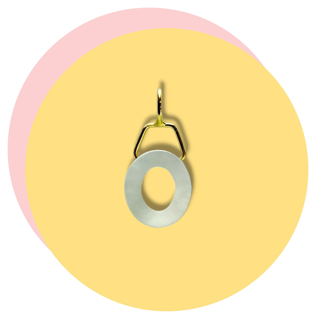 Letter O Mother of Pearls Yellow Gold Pendant