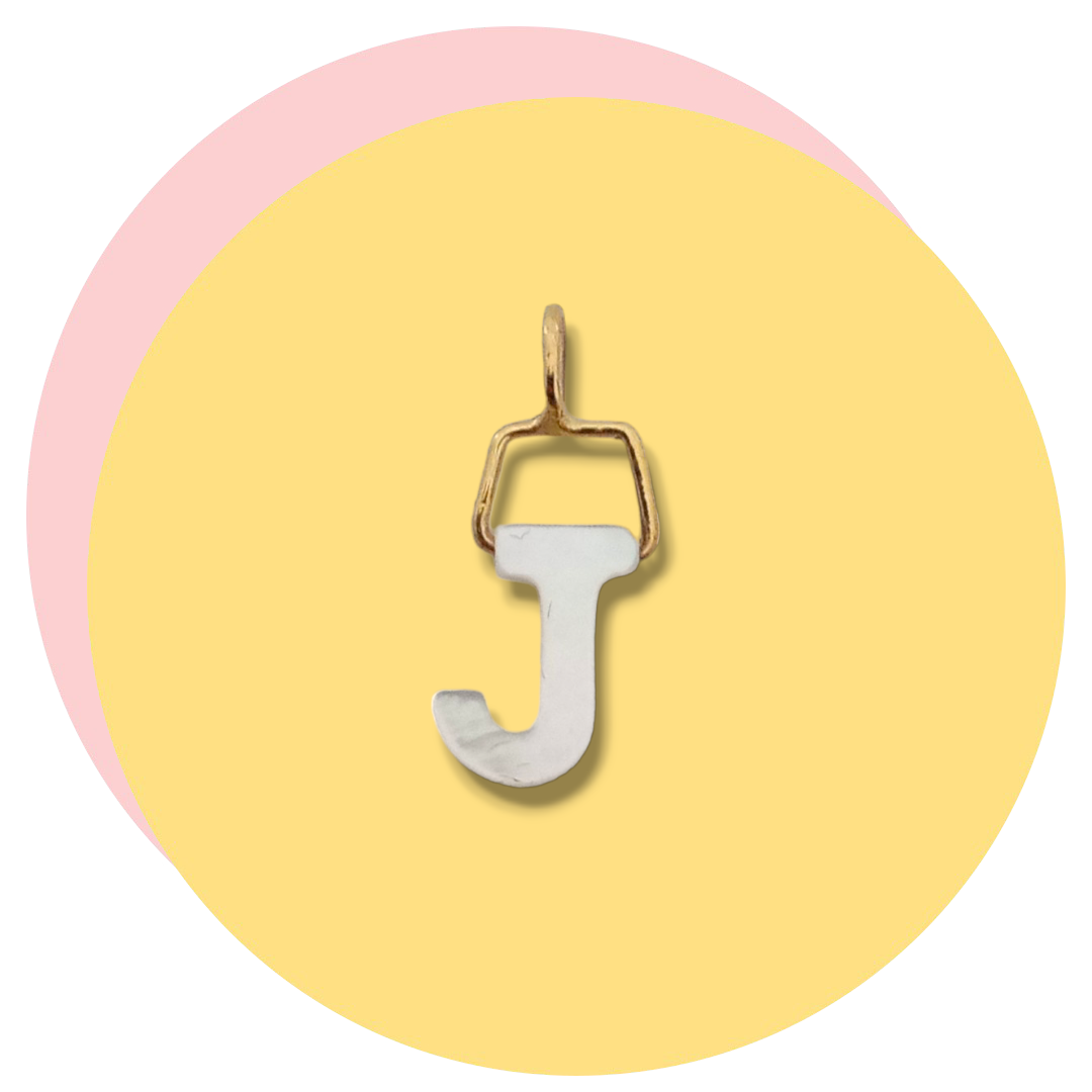 Letter J Mother of Pearls Yellow Gold Pendant