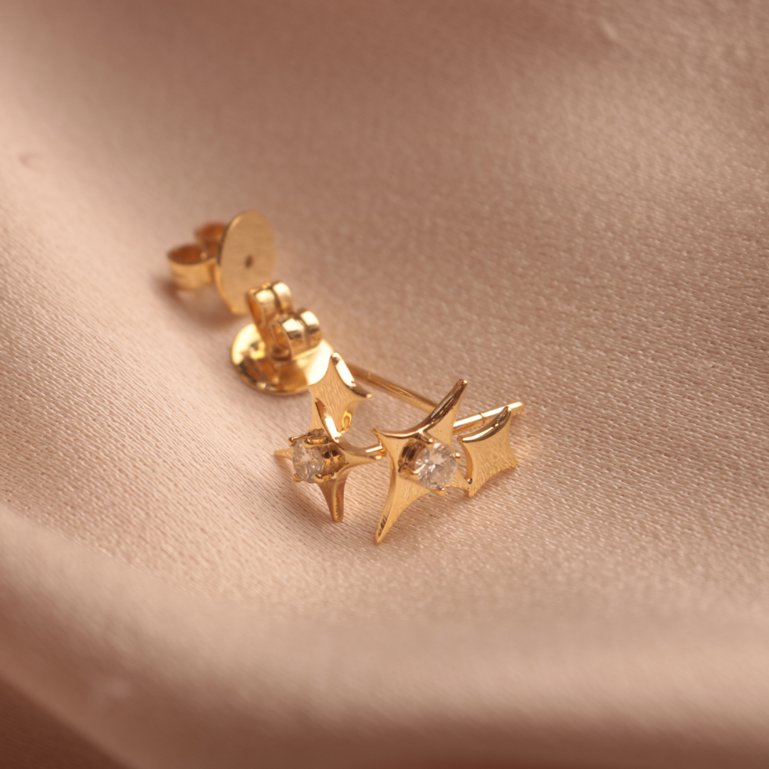North Star Yellow Gold Earrings