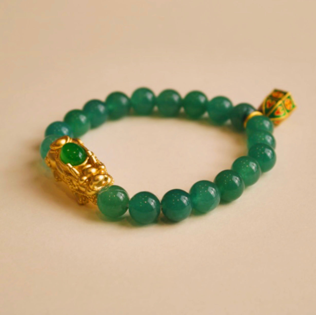 Rich Green Beaded Bracelet