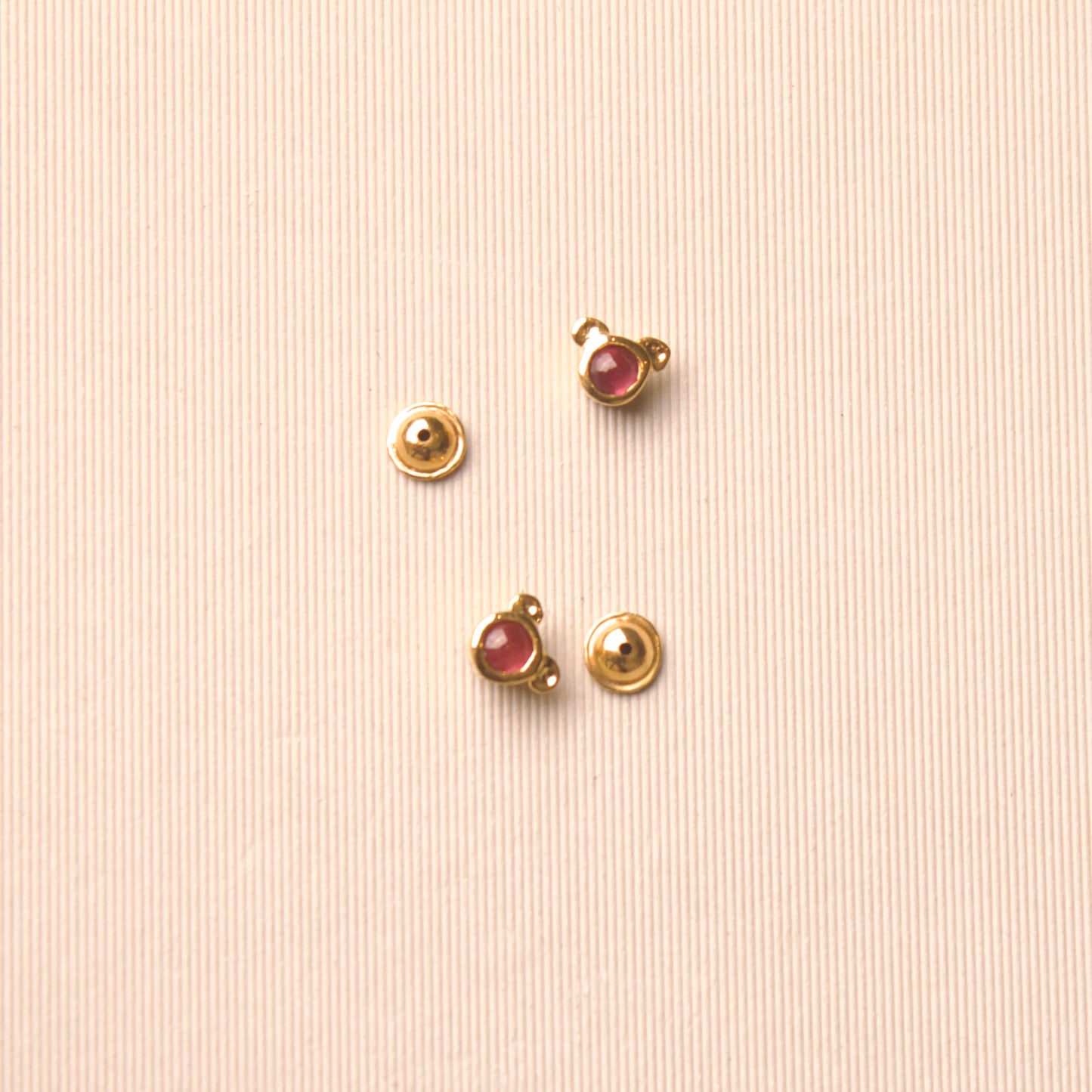 Ruby Cabochon Bear Earrings