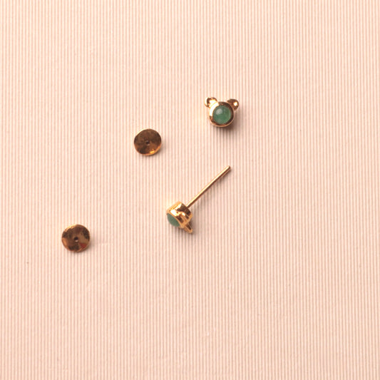 Emerald Cabochon Bear Baby Earrings